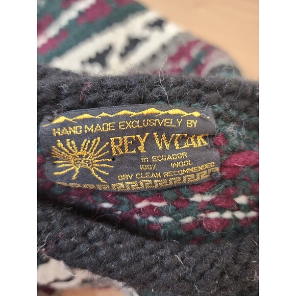 VINTAGE Rey Wear Sweater Mens XL Wool Handmade Nordic Geometric Ski - Picture 2 of 12